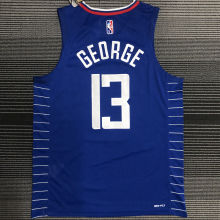 2022 Clippers GEORGE #13 AU Player Version Blue NBA Jerseys 密绣