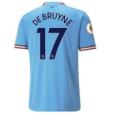 DE BRUYNE #17 Man City 1:1 Home Blue Fans Jersey 2022/23 (League Font)