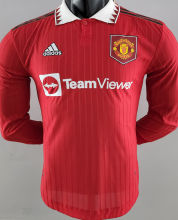 2022/23 M Utd Home Red Player Version Long Sleeve Jersey