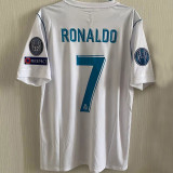 RONALDO # 7 RM Home UCL FINAL KYIV 2018 Retro Fans Jersey 2017/18 (Have All Patch 全臂章有胸前字) ★★