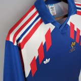 1988/90 France Home Long Sleeve Retro Soccer Jersey