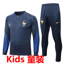 2022/23 France Navy Blue Kids Jacket Tracksuit (  E598)