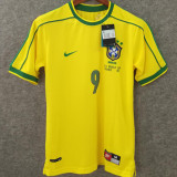 1998 Brazil Home Yellow Retro Long Sleeve Jersey (No small fonts on the chest)