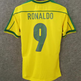 1998 Brazil Home Yellow Retro Long Sleeve Jersey (No small fonts on the chest)