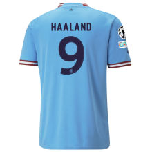 HAALAND #9 Man City 1:1 Home Blue Fans Jersey 2022/23 (UCL Font 欧冠字体)