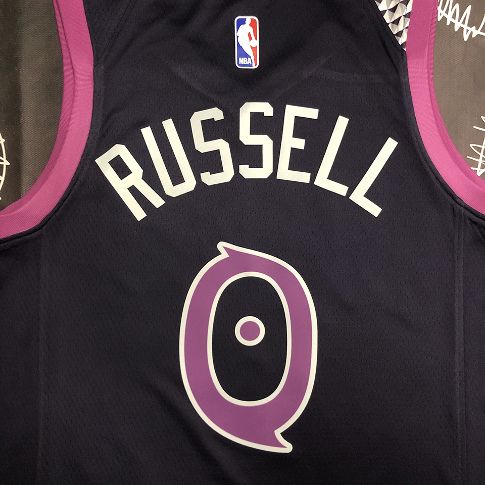 Minnesota Timberwolves RUSSELL#0 Black And Purple NBA Jersey - Kitsociety