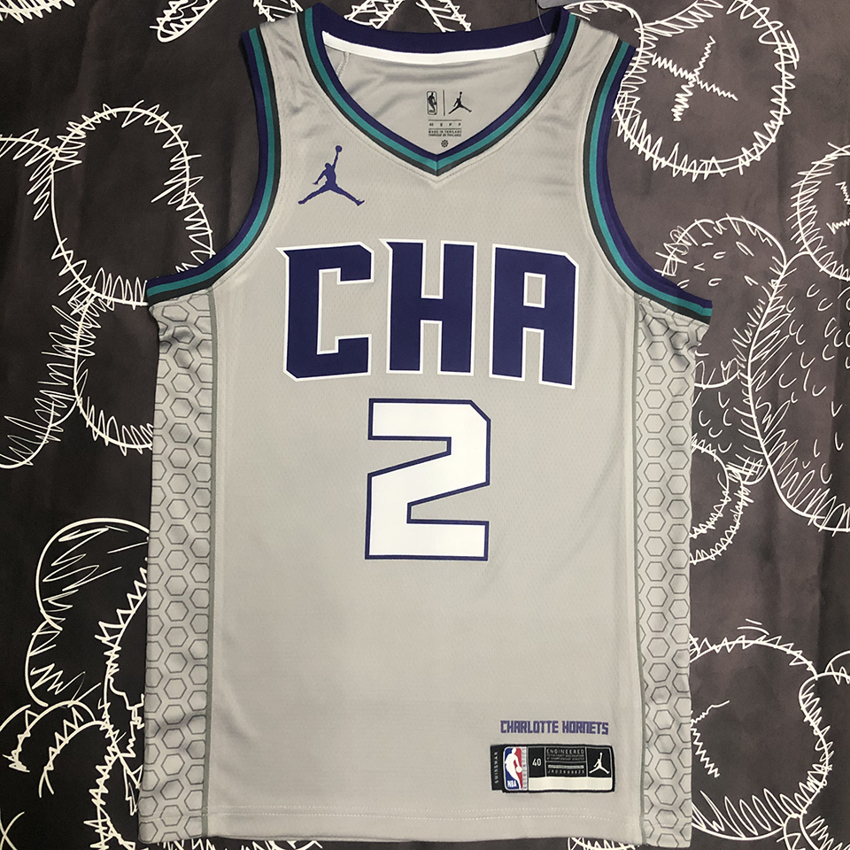 2019 Ball#2 Charlotte Hornets Grey NBA Jersey - Kitsociety