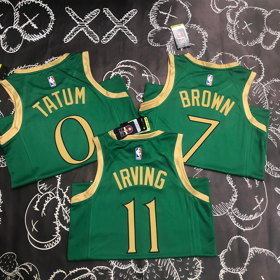 Boston Celtics BROWN#7 Green Gold NBA Jersey - Kitsociety