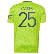 SANCHO #25 M Utd 1:1 Quality Third Green Fans Jersey 2022/23 (UCL Font 欧冠字体)