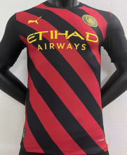 2022/23 Man City Away Red Black Player Version Jersey