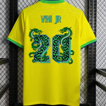 VINI JR #20 Brazil Home 1:1 Yellow Fans Jersey 2022/23 (Qinglong Font 青龙字体)