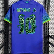 NEYMAR JR #10 Brazil Away Blue Fans Jersey 2022/23 (Qinglong Font 青龙字体)