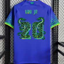 VINI JR #20 Brazil Away Blue Fans Jersey 2022/23 (Qinglong Font 青龙字体)