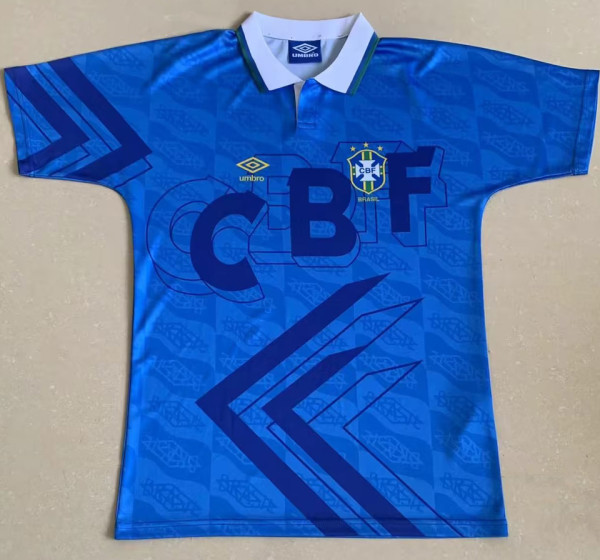 1991/93 Brazil Away Blue Retro Soccer Jersey