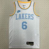 Lakers JAMES #6 White Retro NBA Jerseys