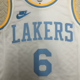 Lakers JAMES #6 White Retro NBA Jerseys