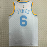 Lakers JAMES #6 White Retro NBA Jerseys