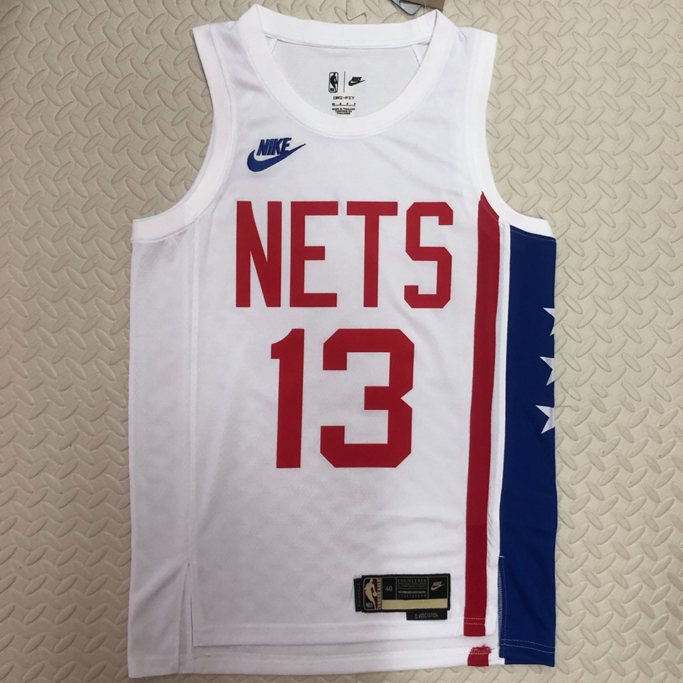 Nets HARDEN 13 White Retro NBA Jerseys