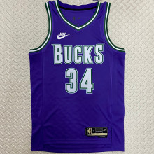 The Bucks ANTETOKOUNMPO #34 purple Retro NBA Jerseys