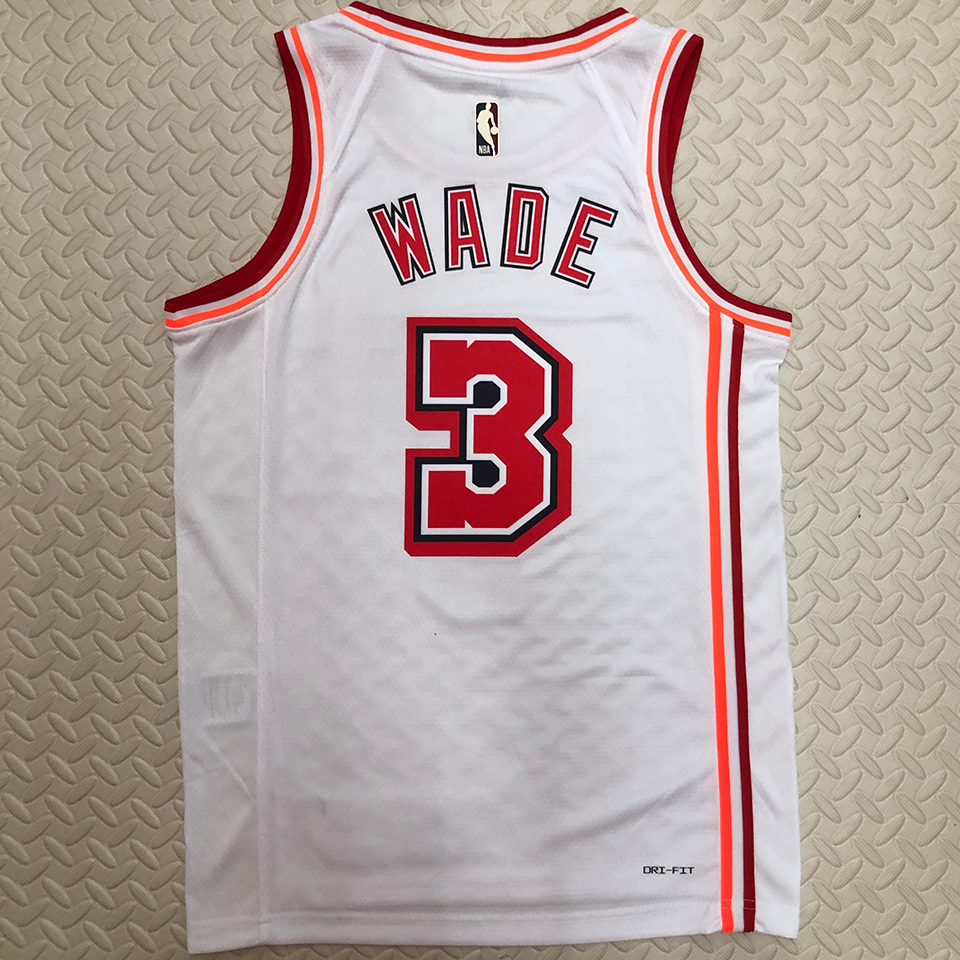 75th Anniversary Miami Heat WADE #3 White NBA Jersey - Kitsociety