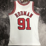 1997/98 Bulls RODMAN #91 White Retro NBA Jerseys 热压