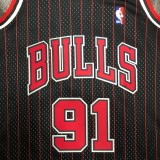1997/98 Bulls RODMAN #91 Black Retro NBA Jerseys 热压