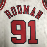 1997/98 Bulls RODMAN #91 White Retro NBA Jerseys 热压