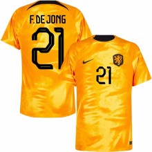 F.DE JONG #21 NL1:1 Quality Home Orange Fans Jersey 2022/23