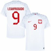 LEWANDOWSKI # 9 Poland Home White Fans Jersey 2022/23