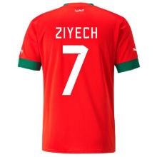 ZIYECH #7 Morocco Home Red Fans Jersey 2022/23