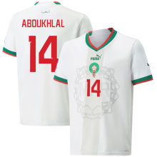 ABOUKHLAL #14 Morocco Away White Fans Jersey 2022/23