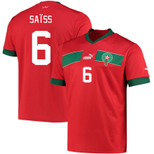 Saïss #6 Morocco Home Red Fans Jersey 2022/23