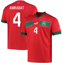 AMRABAT #4 Morocco Home Red Fans Jersey 2022/23