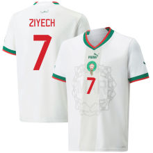 ZIYECH #7 Morocco Away White Fans Jersey 2022/23