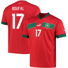 BOUFAL #17 Morocco Home Red Fans Jersey 2022/23