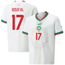 BOUFAL #17 Morocco Away White Fans Jersey 2022/23