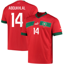 ABOUKHLAL #14 Morocco Home Red Fans Jersey 2022/23