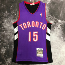 1999/00 Toronto Raptors CARTER #15 Purple Black Retro NBA Jerseys 热压