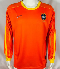 1998 Brazil GK Orange Retro Long Sleeve Jersey