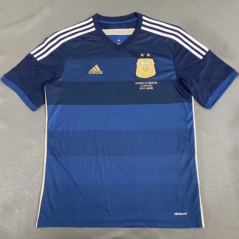 Retro 2014 Argentina Away Messi Jersey With World Cup Patch - Kitsociety