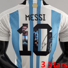 MESSI #10 Signature Version Argentina Home Player Version Jersey (3 Stars 3星 签名和图版)