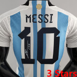 MESSI #10 Signature Version Argentina Home Player Version Jersey (3 Stars 3星 1字签名版) ★★