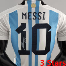 MESSI #10 Signature Version Argentina Home Player Version Jersey (3 Stars 3星 1字签名版)