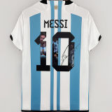MESSI #10 Signature Version Argentina 1:1 Home Fans Jersey (3 Stars 3星 签名和图版)