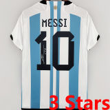 MESSI #10 Signature Version Argentina 1:1 Home Fans Jersey (3 Stars 3星 1字签名版)