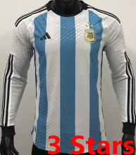 2022/23 Argentina Home Player Version Long Sleeve Jersey  (3 Stars 3星)