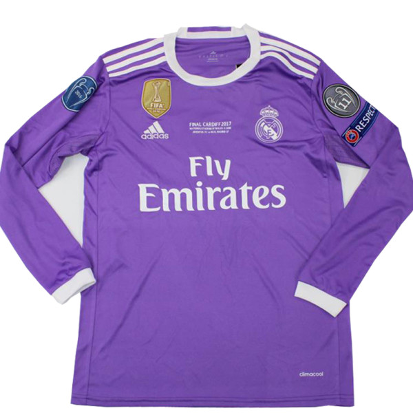 2016/17 RM Purple UCL FINAL CARDIFF 2017 Retro Long Sleeve Jersey (Have All Patch 2016+11 全臂章有胸前字)