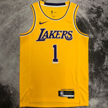 2023 Lakers RUSSELL #1 Yellow  NBA Jerseys 热压