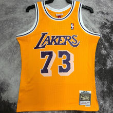 2023 Lakers RODMAN #73 Yellow Retro NBA Jerseys 热压