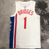 2023 Nets BRIDGES #1 White NBA Jerseys